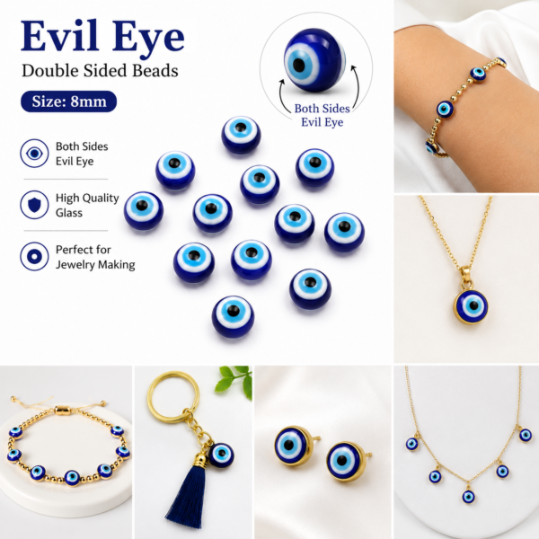 Evil Eye Beads 8mm DIY Jewelry Making for Bracelet, Necklace, Pendant, Jhumka,