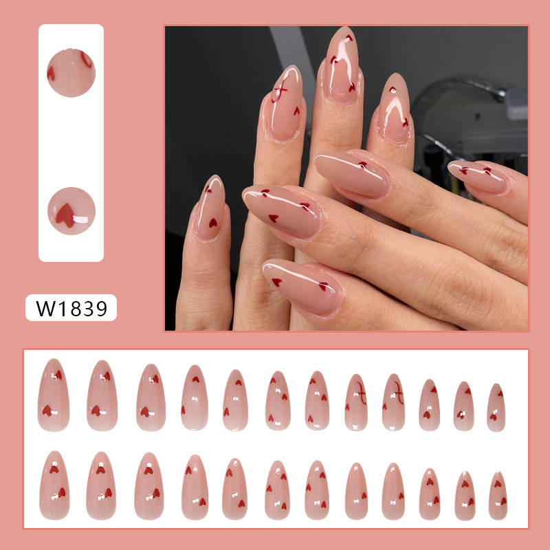 Press On Nails for Girls, 24Pcs Red Heart Sweet Fashion - Image 2