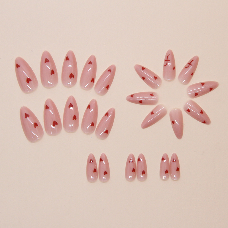 Press On Nails for Girls, 24Pcs Red Heart Sweet Fashion - Image 3