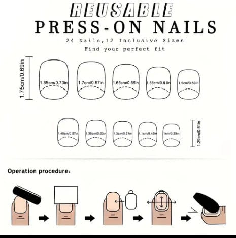 Press on nails for girls 24Pcs with glue sheet and nail filer - Image 5