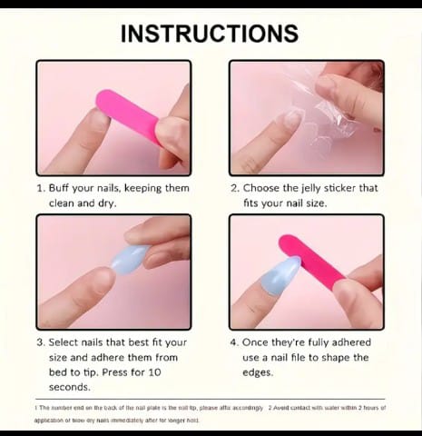 Press on nails for girls 24Pcs with glue sheet and nail filer - Image 4