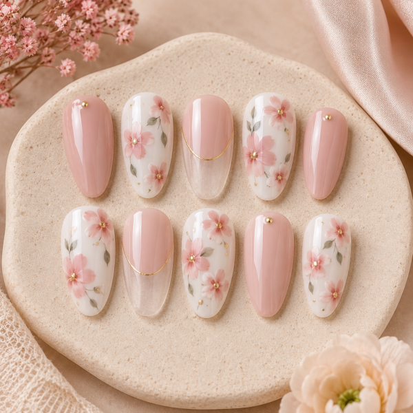 Floral Press On Nails