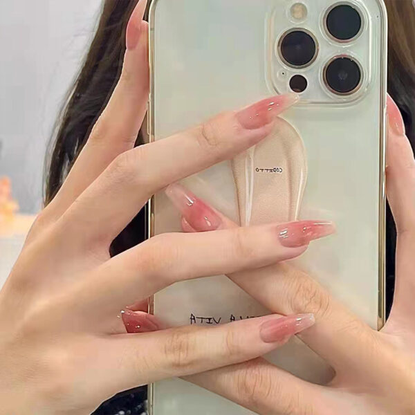 Pink Ombre Almond Press On Nails with Glossy Finish