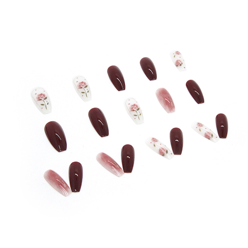 Pink Floral Nails with transparent flower petal nail art