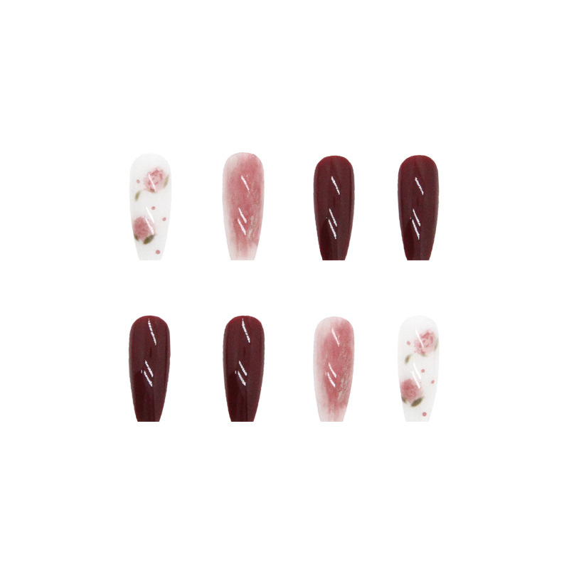 Pink Floral Nails with transparent flower petal nail art