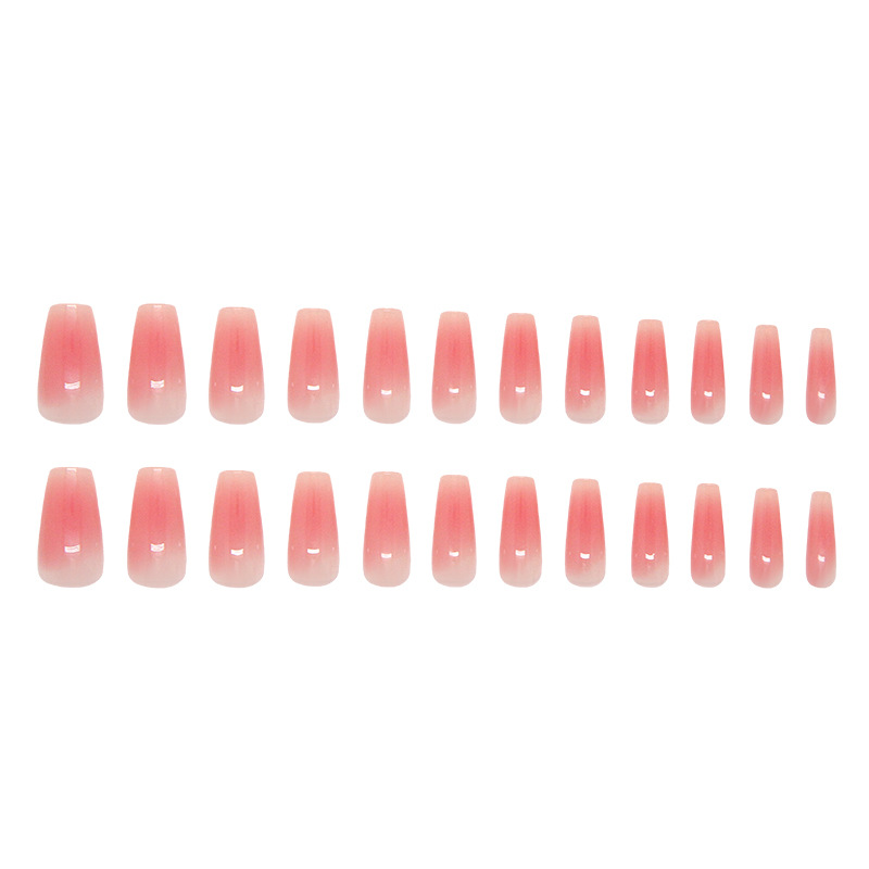 Glossy Pink Ombre Almond Press On Nails Close Up
