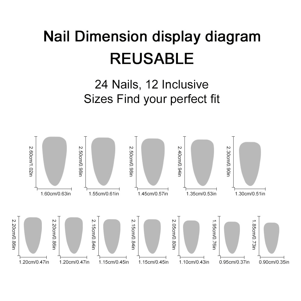 Press On Nails – Pink Heart Rhinestone Almond Nails 24Pcs - Image 4
