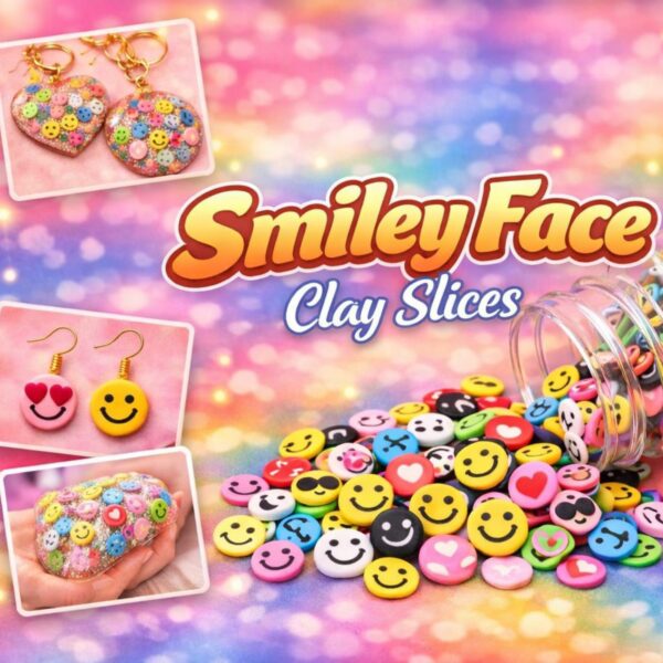 Smiley face clay slices for resin art fillers and nail craft decoration