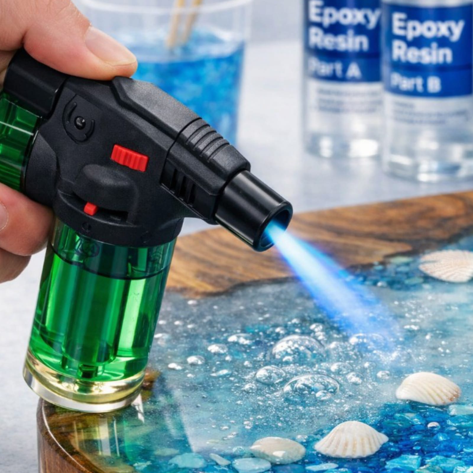 Epoxy bubble remover torch lighter tool for popping air bubbles in resin art and molds