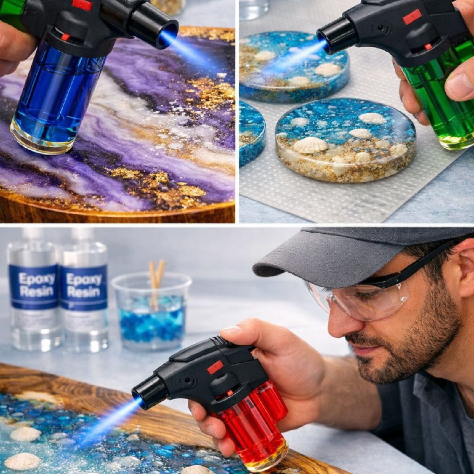 Epoxy bubble remover torch lighter tool for popping air bubbles in resin art and molds