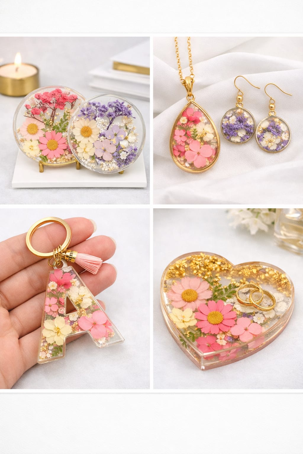 Purple pressed flowers pack with lavender daisies and white floral blossoms for resin craft