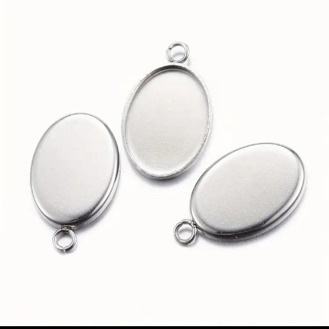 Oval silver pendant base 20mm width by 30mm height for DIY resin art bezel